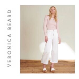 Womens Veronica Beard Crosbie Crop High Rise Wide Leg Jeans